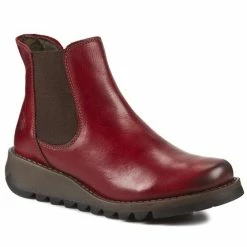 Fly London Γυναίκες Biker Μποτάκια Μποτάκια με λάστιχο Salvfly P143195004 Κόκκινο